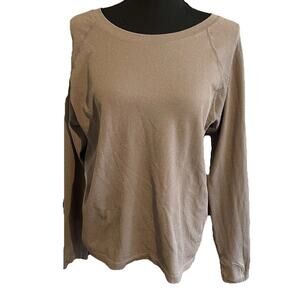 Athleta Momentum Seamless Sparkly Brown Long Sleeve Shirt Top Womens LARGE